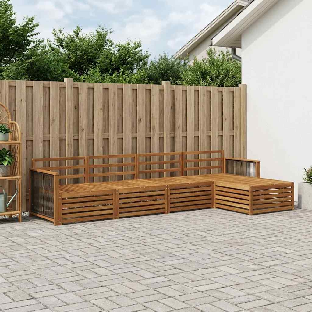 Udendørs sofagruppe 5 pcs Naturfarvet Massivt Akacietræ