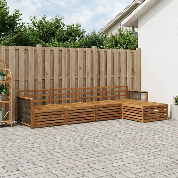 Udendørs sofagruppe 5 pcs Naturfarvet Massivt Akacietræ
