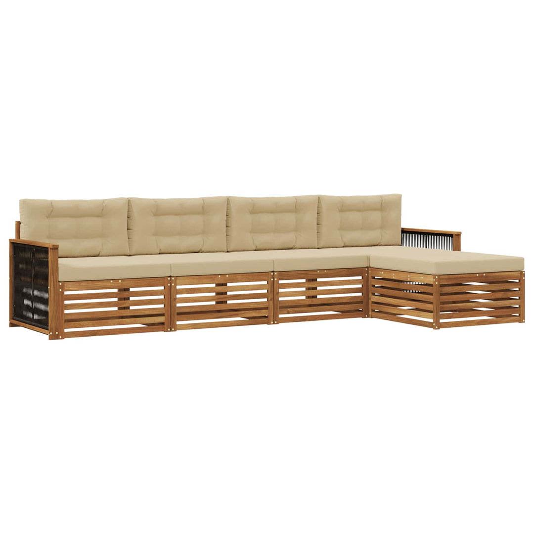 Udendørs sofagruppe med pude 5 pcs Naturlig og Beige