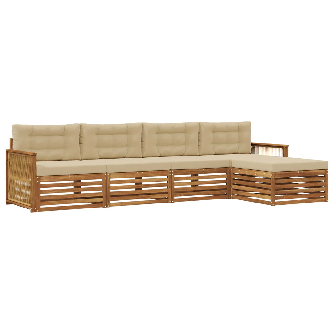 Udendørs sofagruppe med pude 5 pcs Naturlig og Beige