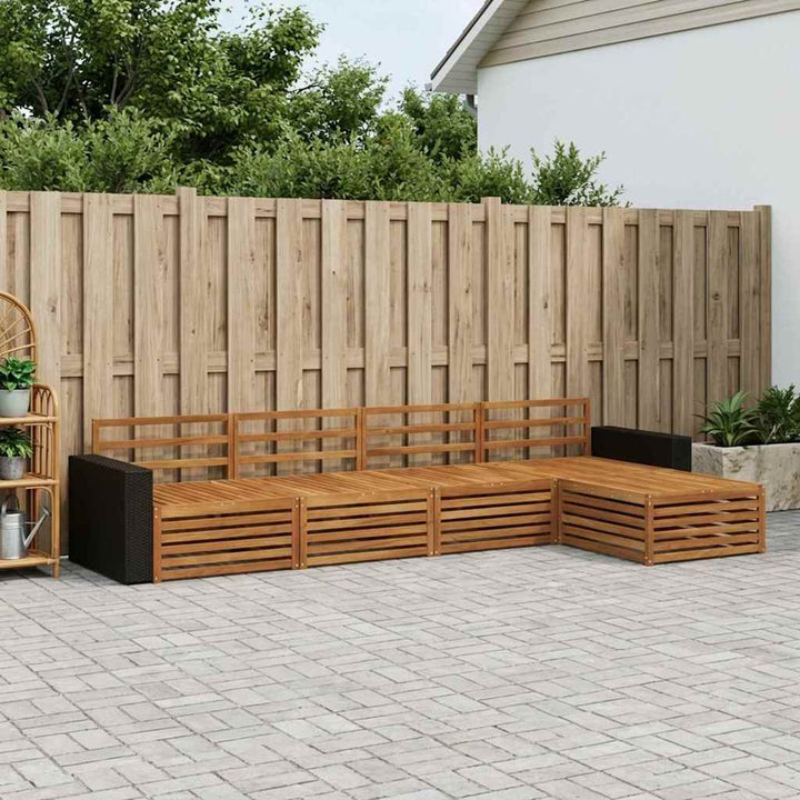 Udendørs sofagruppe 5 pcs Naturfarvet Massivt Akacietræ