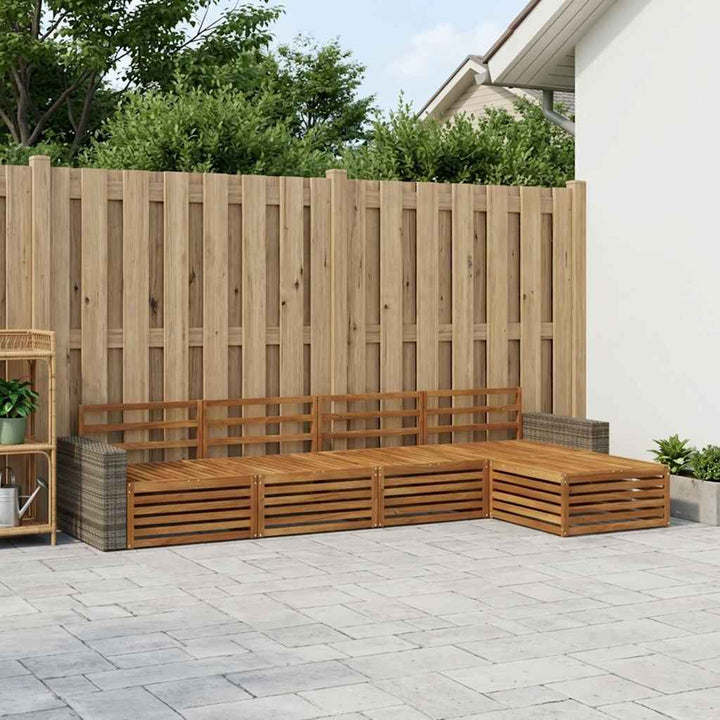 Udendørs sofagruppe 5 pcs Naturfarvet Massivt Akacietræ