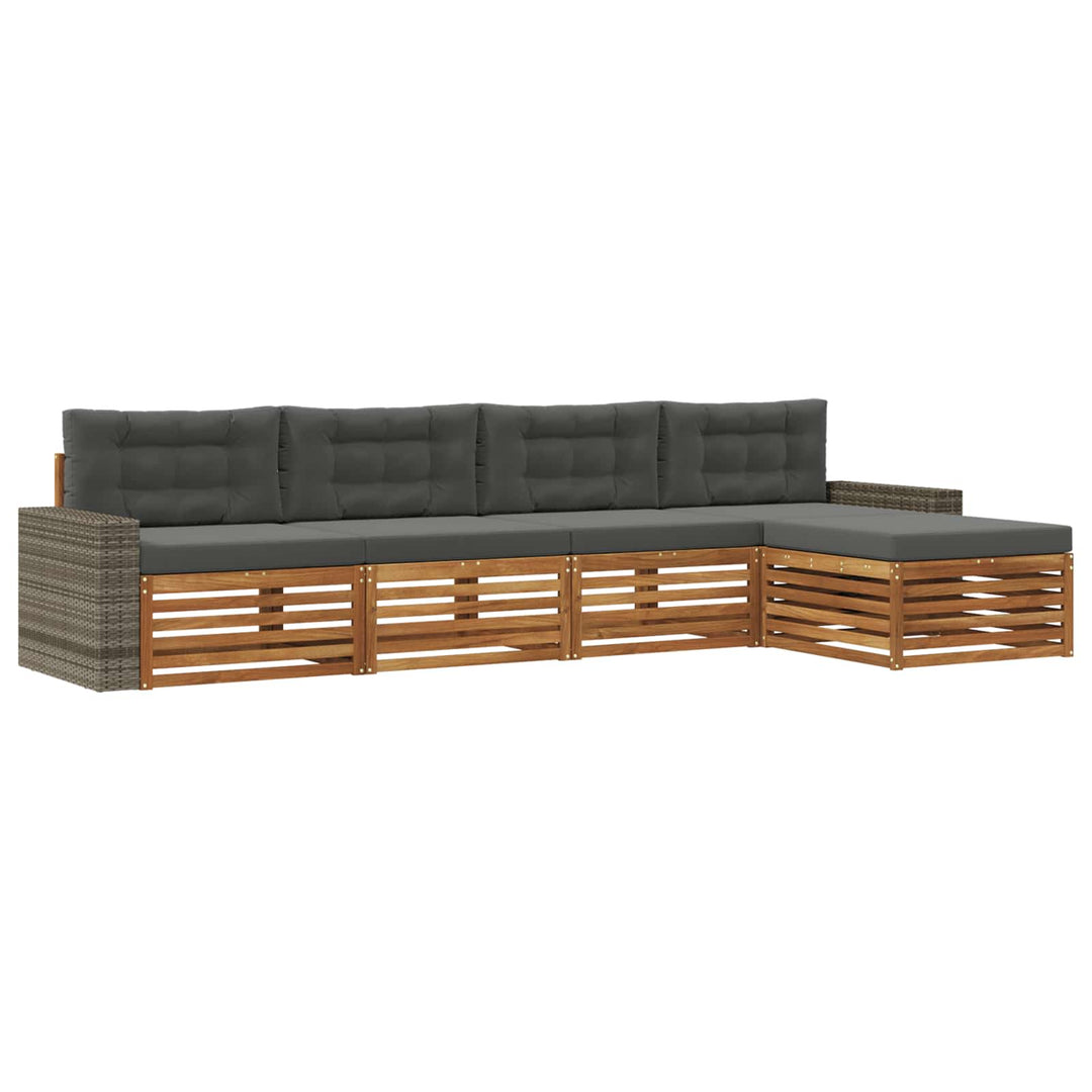 Udendørs sofagruppe 5 pcs Naturlig og Antracit Polyester
