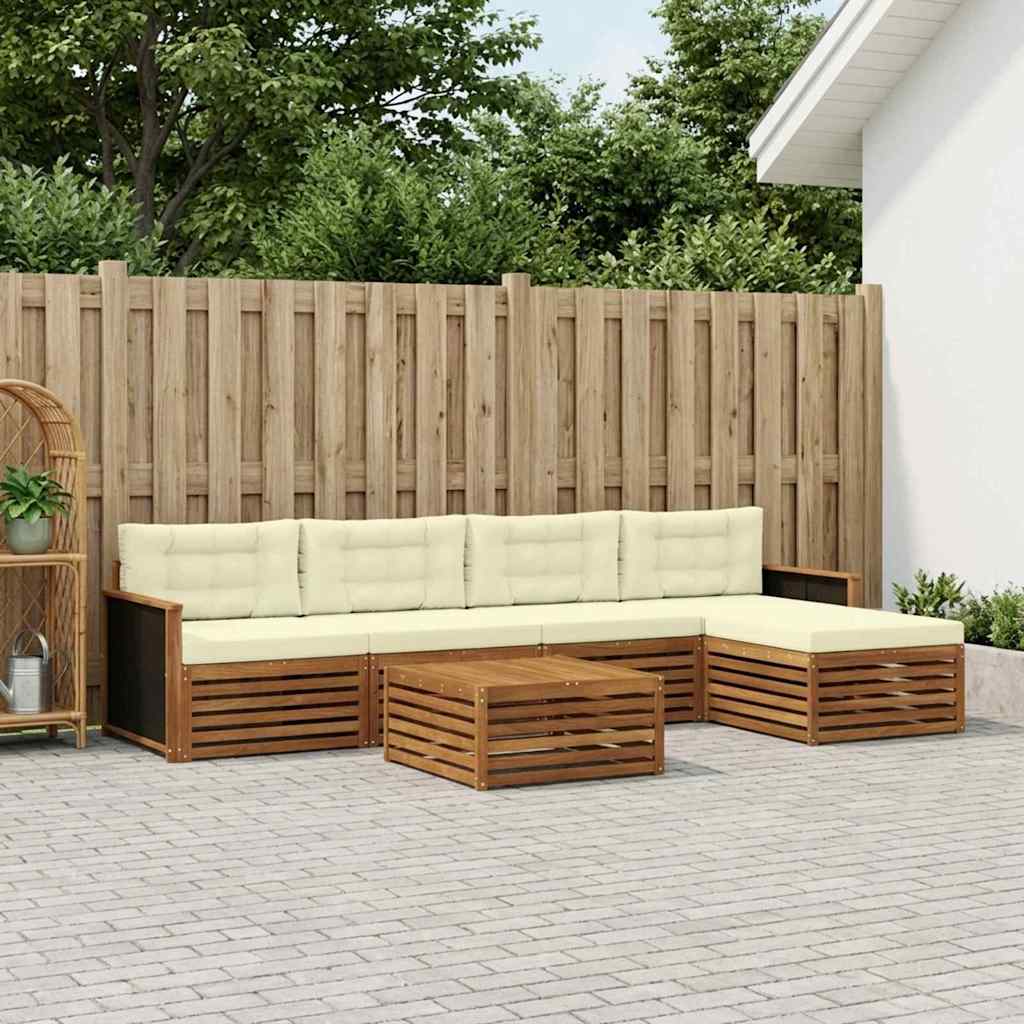 Udendørs sofagruppe 6 pcs Naturlig og Fløde 79 x 79 x 37 cm