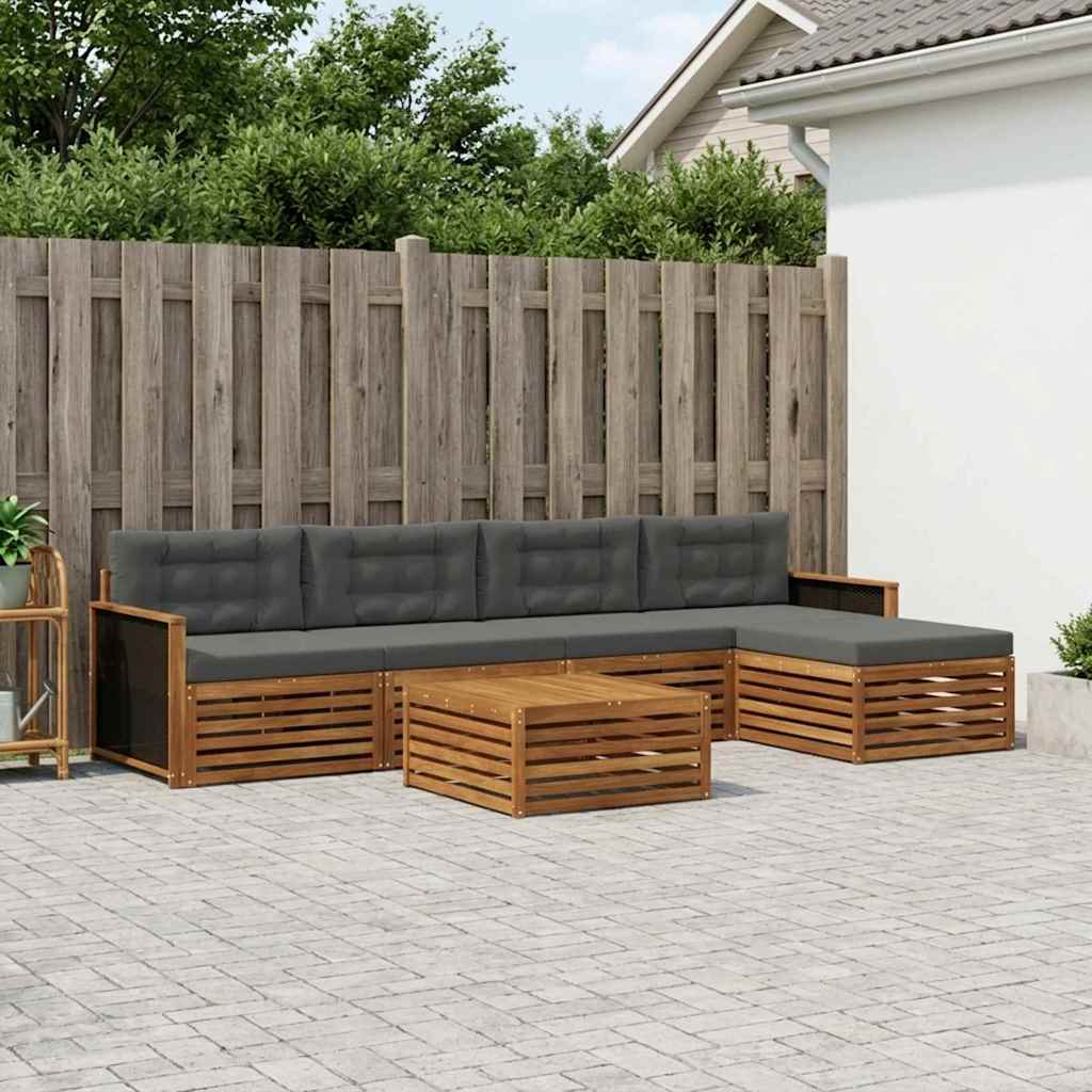 Udendørs sofagruppe 6 pcs Naturlig og Antracit 79 x 79 x 37 cm