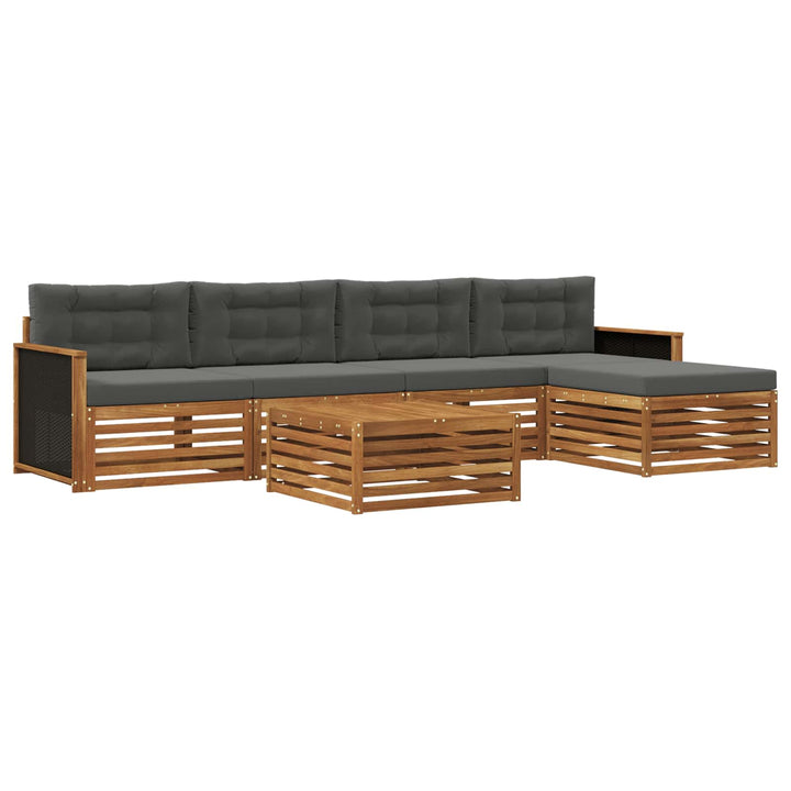 Udendørs sofagruppe 6 pcs Naturlig og Antracit 79 x 79 x 37 cm