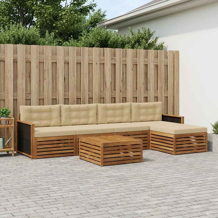 Udendørs sofagruppe 6 pcs Naturlig og Beige 79 x 79 x 37 cm