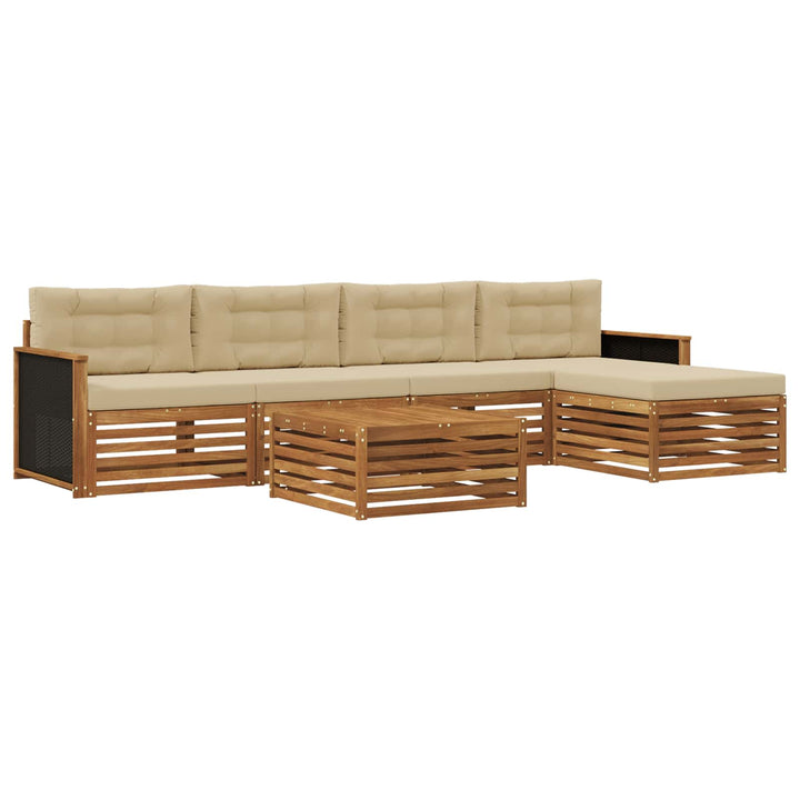 Udendørs sofagruppe 6 pcs Naturlig og Beige 79 x 79 x 37 cm