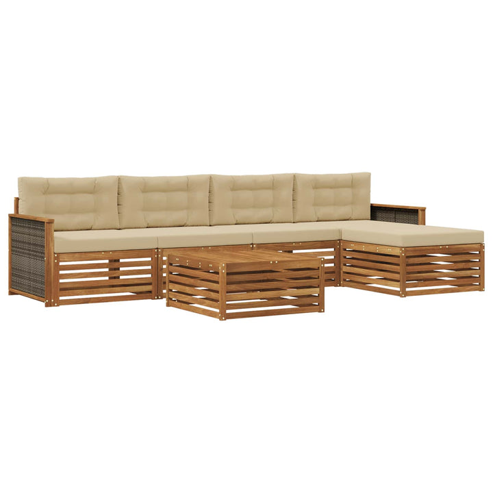 Udendørs sofagruppe med pude 6 pcs Naturlig og Beige