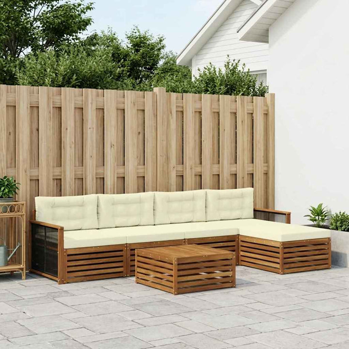 Udendørs sofagruppe med pude 6 pcs Naturlig og Fløde