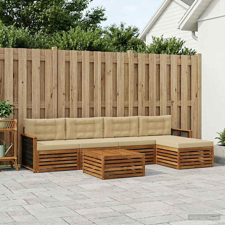 Udendørs sofagruppe med pude 6 pcs Naturlig og Beige