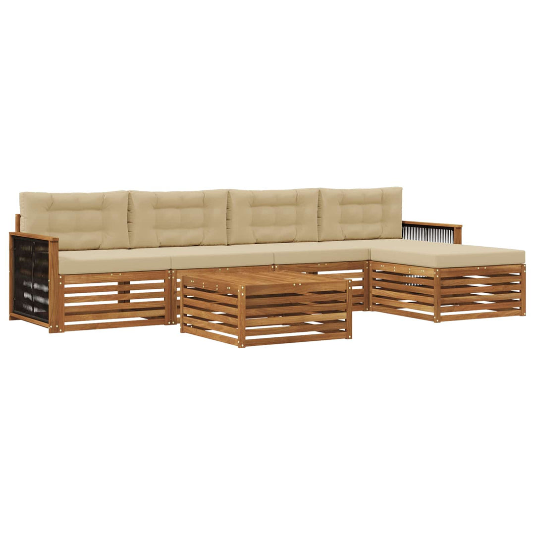 Udendørs sofagruppe med pude 6 pcs Naturlig og Beige