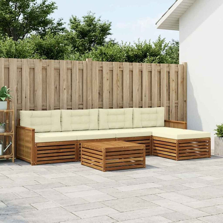 Udendørs sofagruppe med pude 6 pcs Naturlig og Fløde