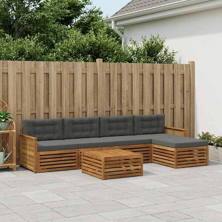 Udendørs sofagruppe med pude 6 pcs Naturlig og Antracit