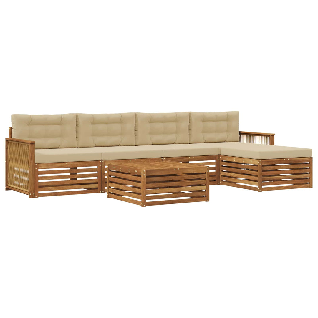 Udendørs sofagruppe med pude 6 pcs Naturlig og Beige