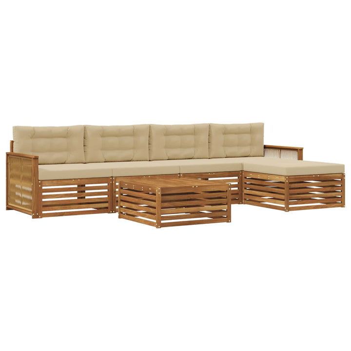 Udendørs sofagruppe med pude 6 pcs Naturlig og Beige