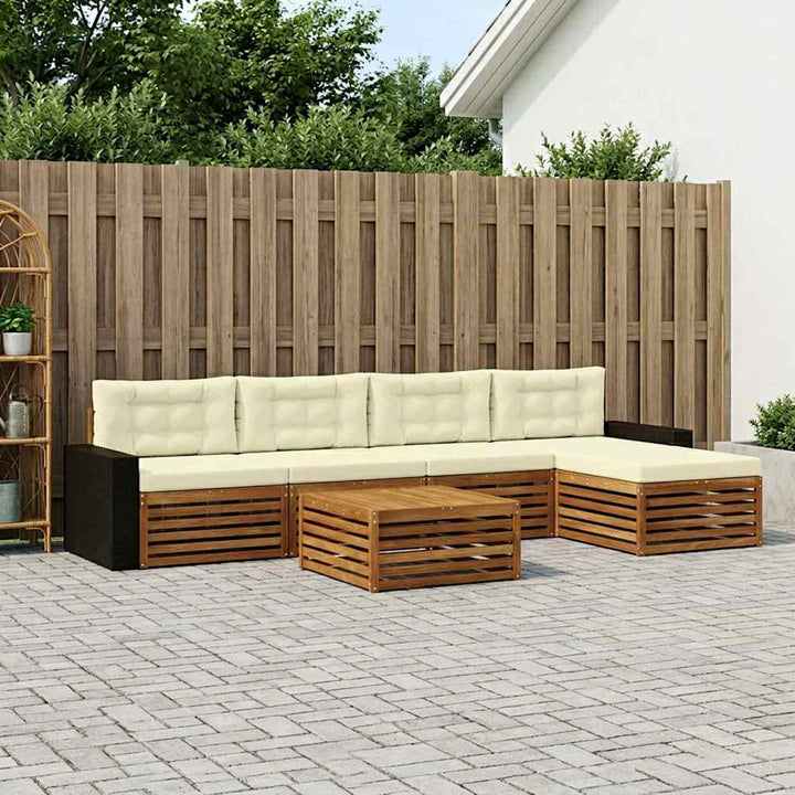 Udendørs sofagruppe 6 pcs Naturlig og Fløde 79 x 79 x 37 cm