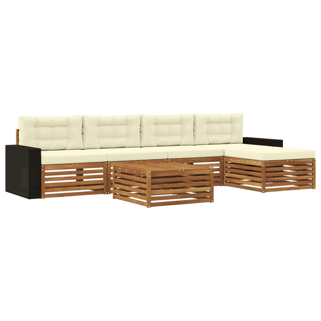 Udendørs sofagruppe 6 pcs Naturlig og Fløde 79 x 79 x 37 cm