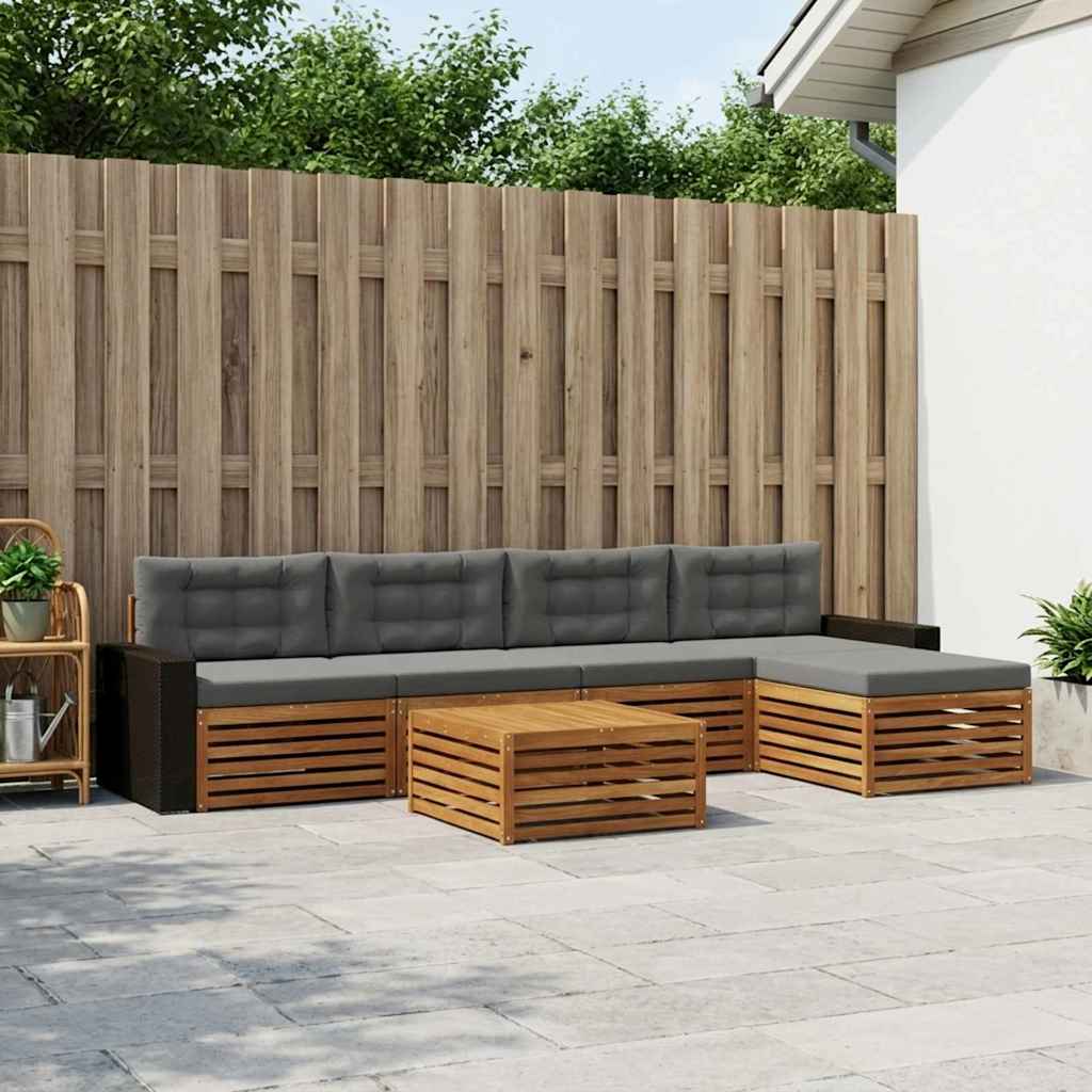 Udendørs sofagruppe 6 pcs Naturlig og Antracit 79 x 79 x 37 cm