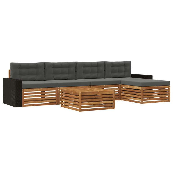 Udendørs sofagruppe 6 pcs Naturlig og Antracit 79 x 79 x 37 cm