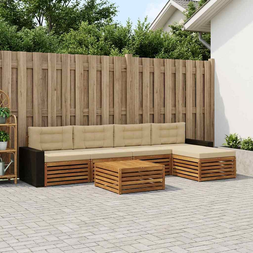 Udendørs sofagruppe 6 pcs Naturlig og Beige 79 x 79 x 37 cm