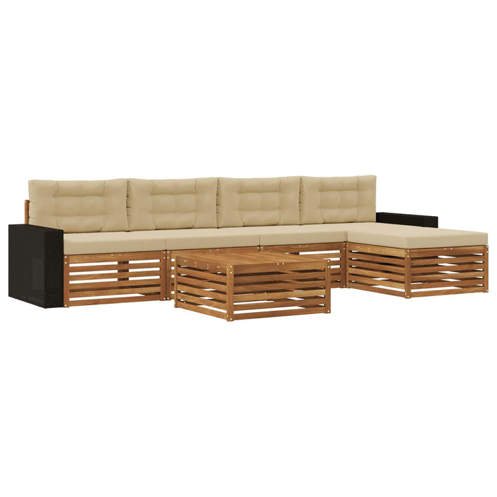 Udendørs sofagruppe 6 pcs Naturlig og Beige 79 x 79 x 37 cm