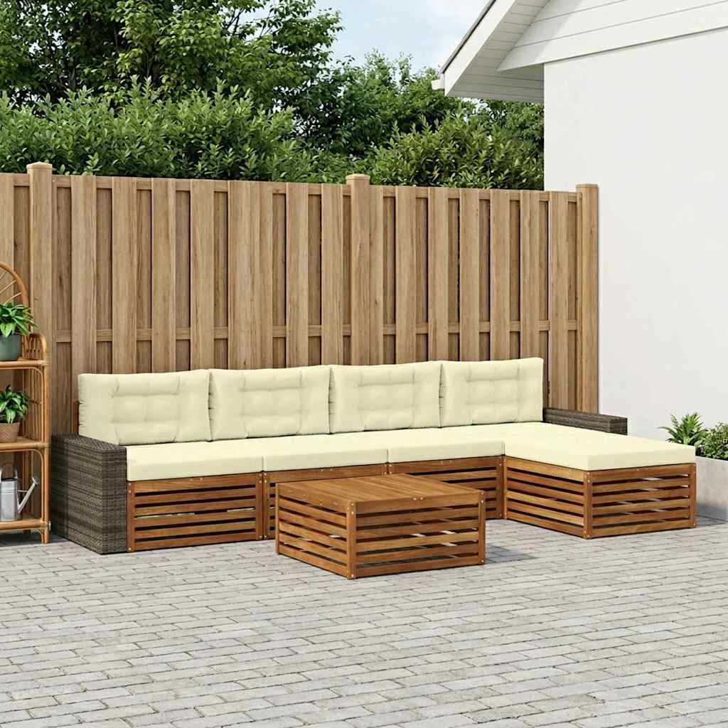 Udendørs sofagruppe 6 pcs Naturlig og Fløde 79 x 79 x 37 cm