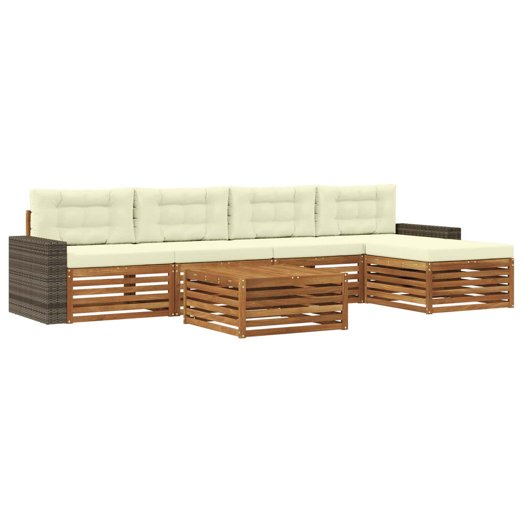 Udendørs sofagruppe 6 pcs Naturlig og Fløde 79 x 79 x 37 cm