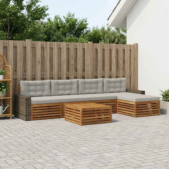 Udendørs sofagruppe 6 pcs Naturfarvet og lysegrå