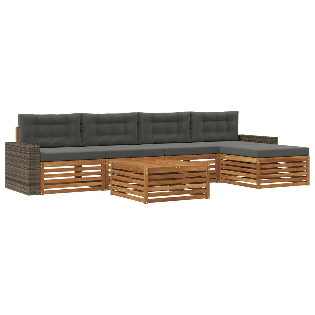 Udendørs sofagruppe 6 pcs Naturlig og Antracit 79 x 79 x 37 cm