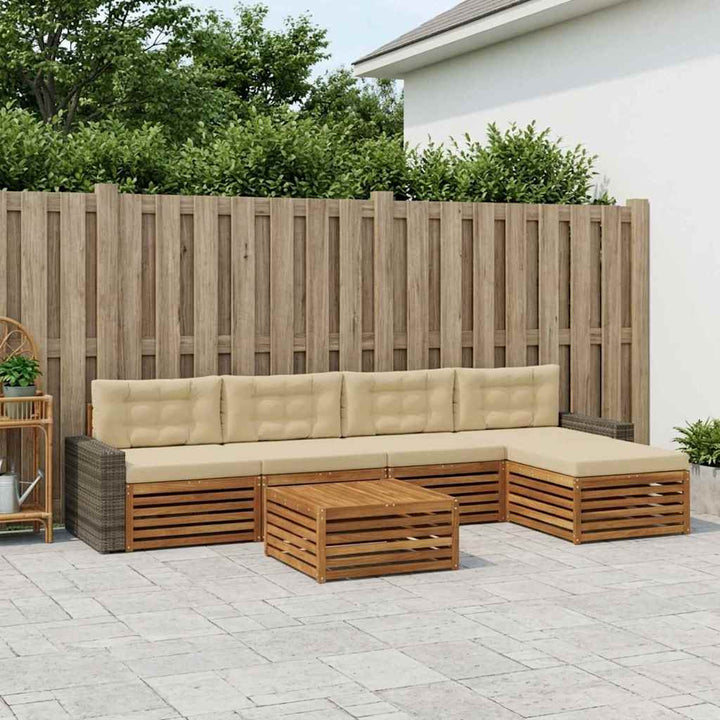 Udendørs sofagruppe 6 pcs Naturlig og Beige 79 x 79 x 37 cm