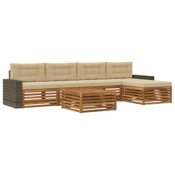 Udendørs sofagruppe 6 pcs Naturlig og Beige 79 x 79 x 37 cm