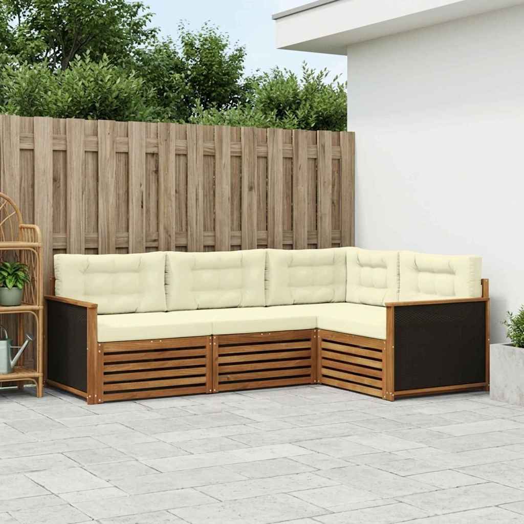 Udendørs sofagruppe 4 pcs Naturlig og Fløde