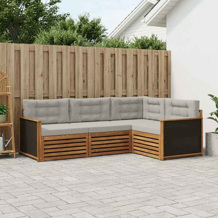 Udendørs sofagruppe 4 pcs Naturfarvet og lysegrå