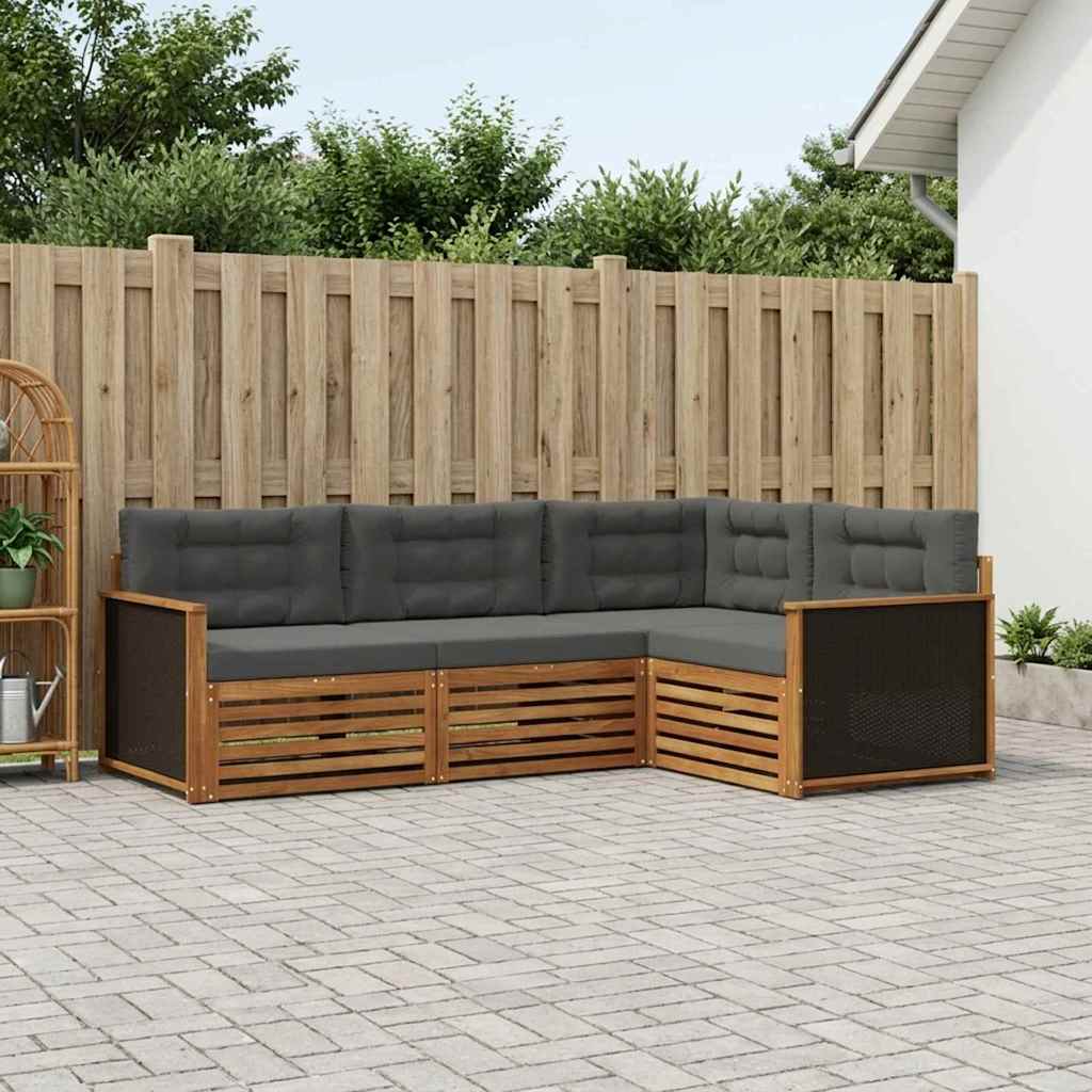 Udendørs sofagruppe 4 pcs Naturlig og Antracit