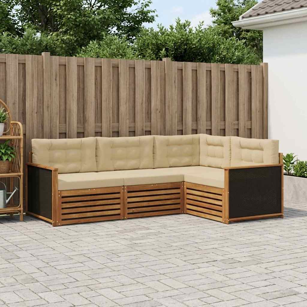 Udendørs sofagruppe 4 pcs Naturlig og Beige