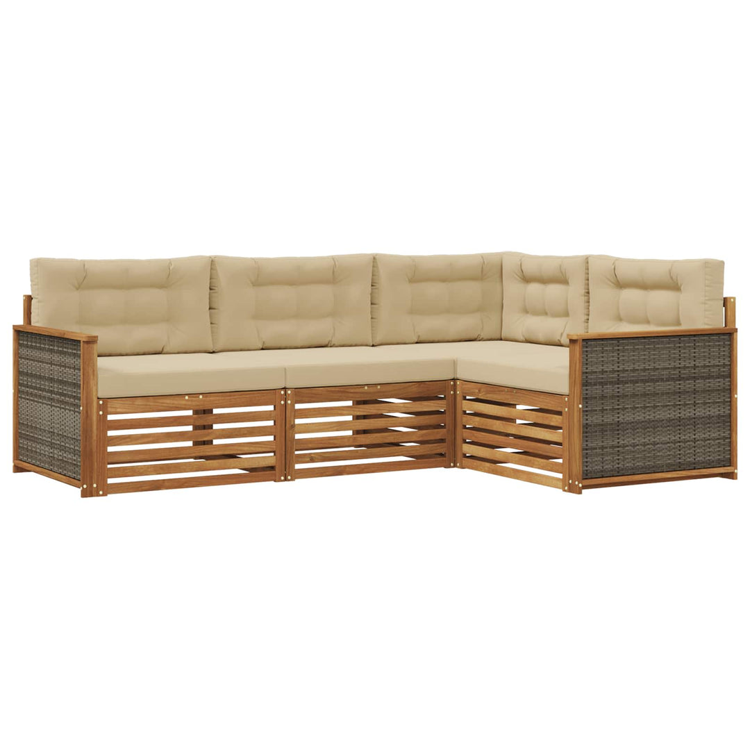 Udendørs sofagruppe med pude 4 pcs Naturlig og Beige
