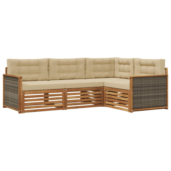 Udendørs sofagruppe med pude 4 pcs Naturlig og Beige