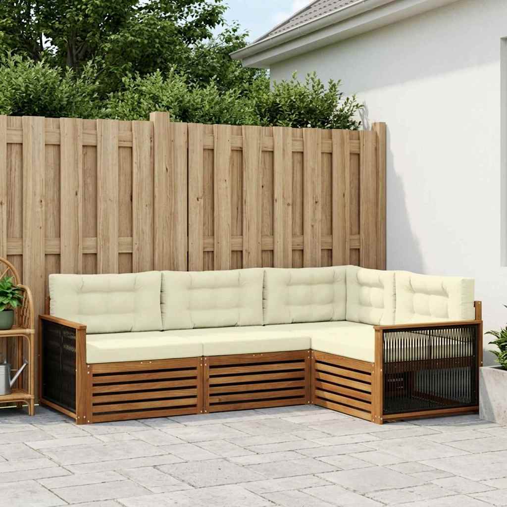 Udendørs sofagruppe med pude 4 pcs Naturlig og Fløde