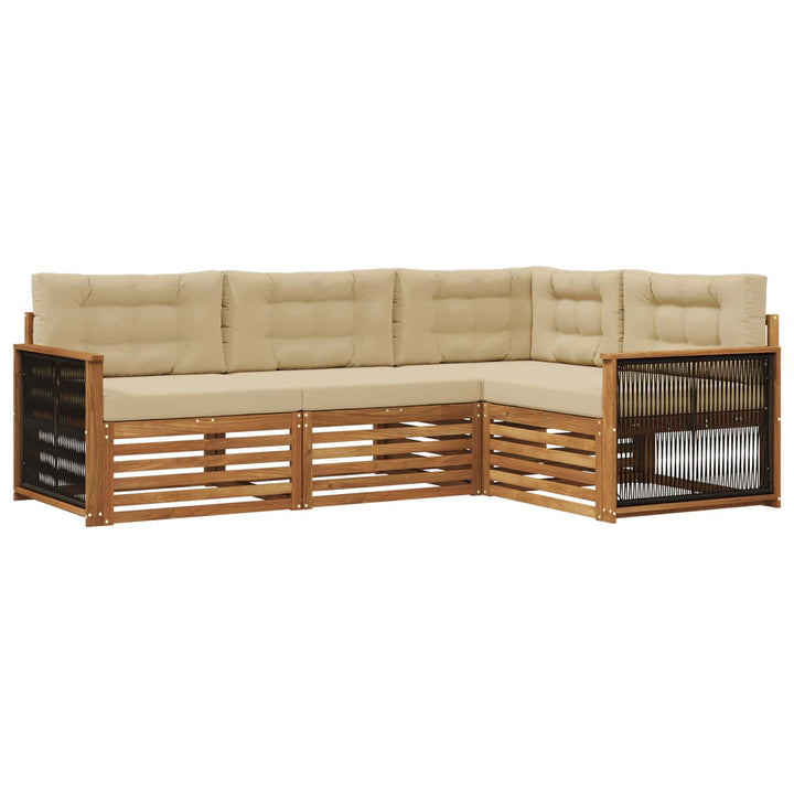 Udendørs sofagruppe med pude 4 pcs Naturlig og Beige