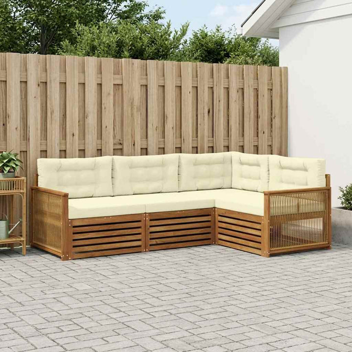 Udendørs sofagruppe med pude 4 pcs Naturlig og Fløde
