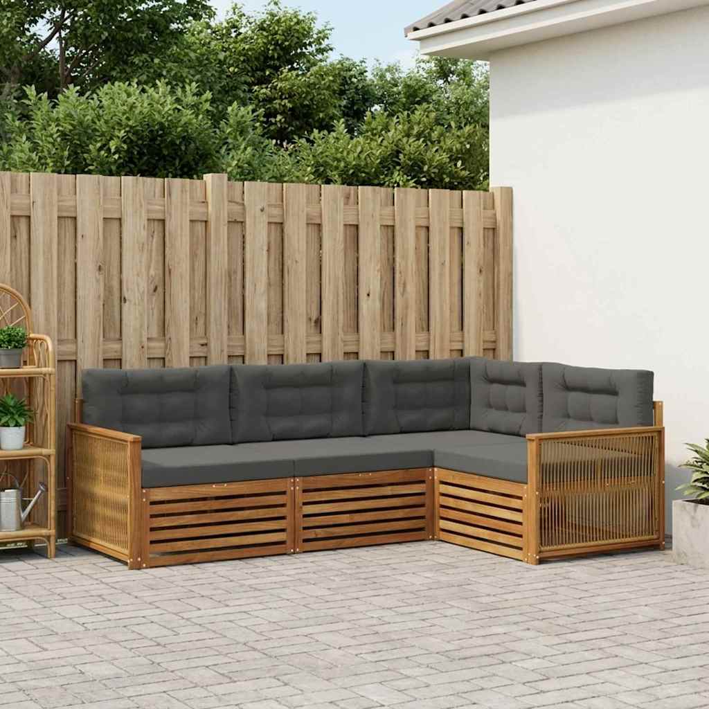 Udendørs sofagruppe med pude 4 pcs Naturlig og Antracit