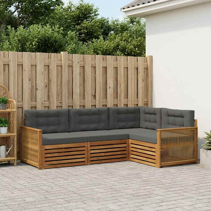 Udendørs sofagruppe med pude 4 pcs Naturlig og Antracit