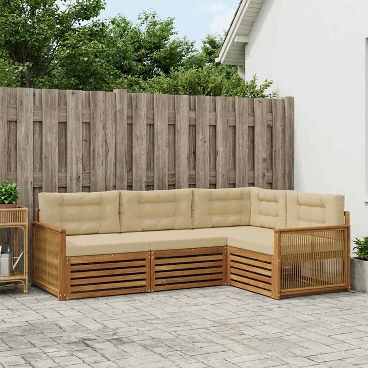 Udendørs sofagruppe med pude 4 pcs Naturlig og Beige