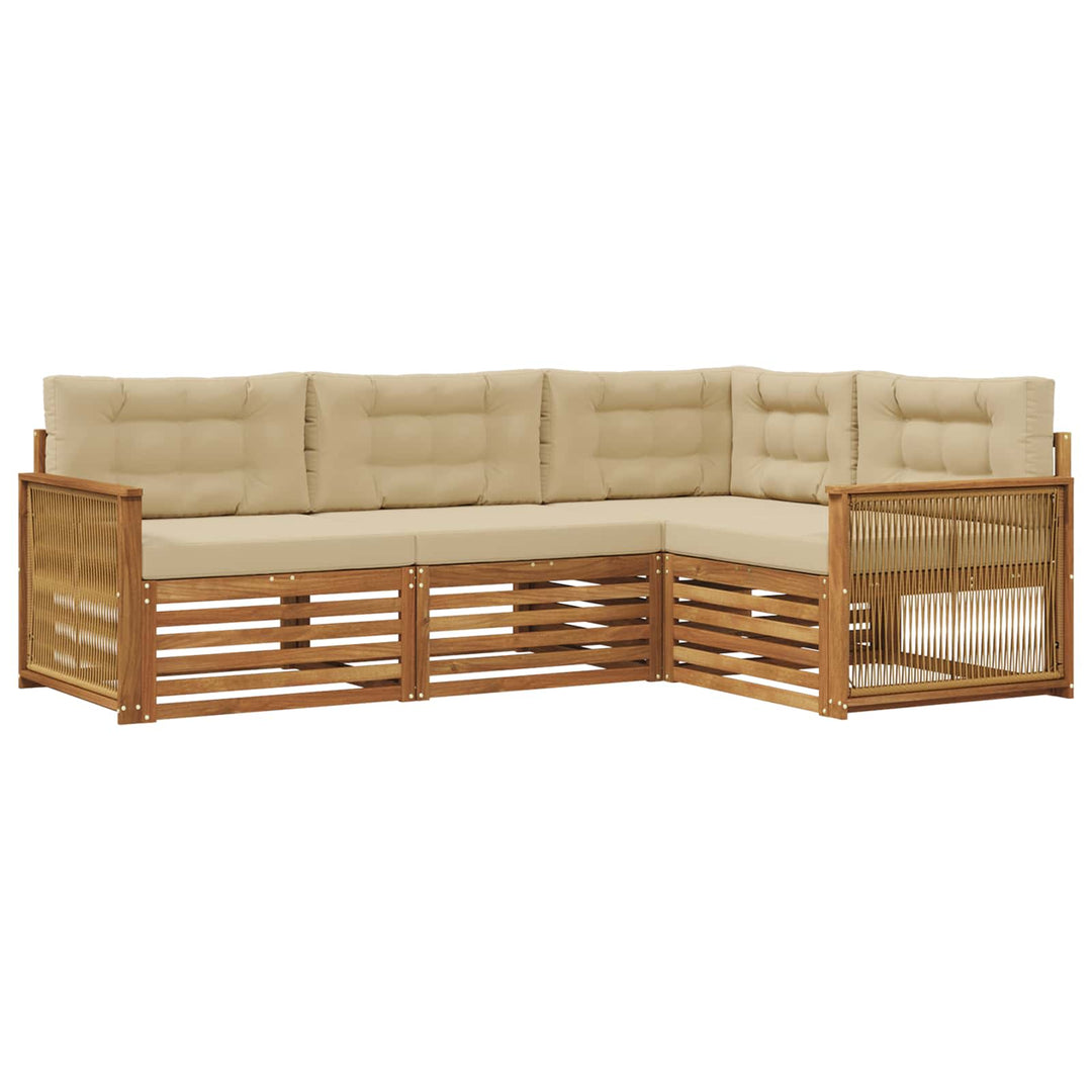 Udendørs sofagruppe med pude 4 pcs Naturlig og Beige