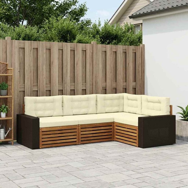 Udendørs sofagruppe 4 pcs Naturlig og Fløde