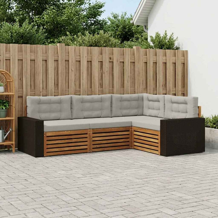 Udendørs sofagruppe 4 pcs Naturfarvet og lysegrå