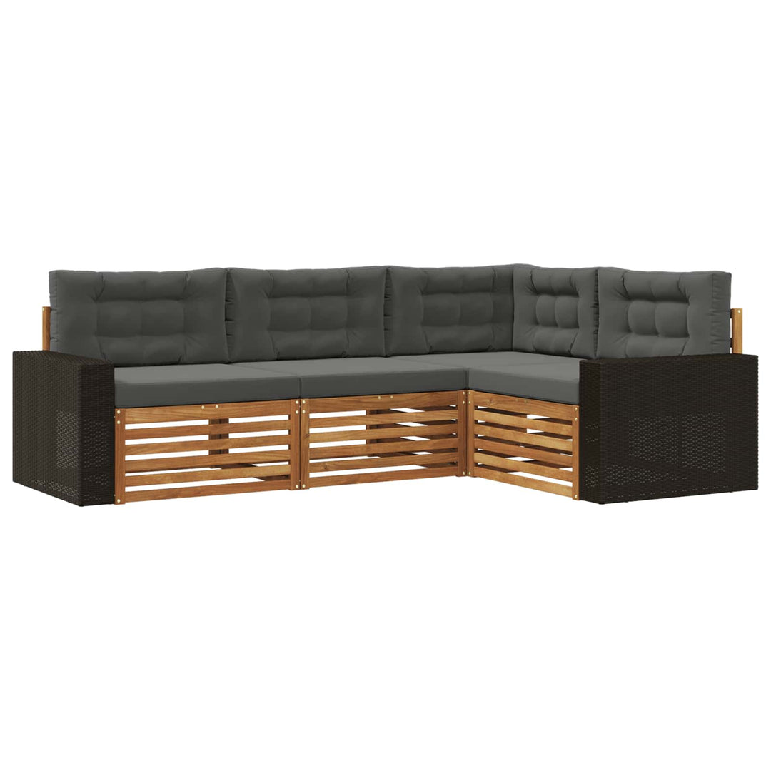 Udendørs sofagruppe 4 pcs Naturlig og Antracit