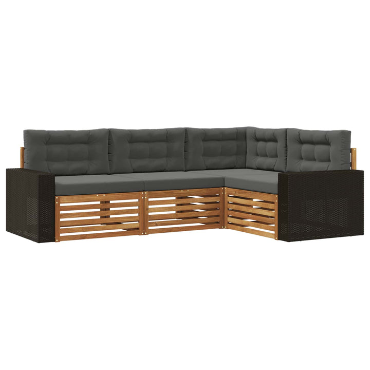 Udendørs sofagruppe 4 pcs Naturlig og Antracit
