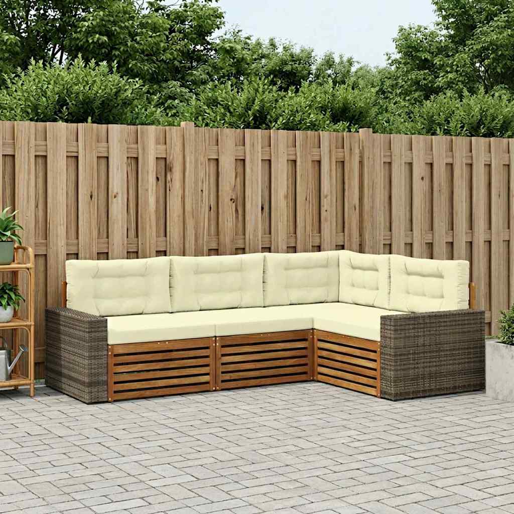 Udendørs sofagruppe 4 pcs Naturlig og Fløde